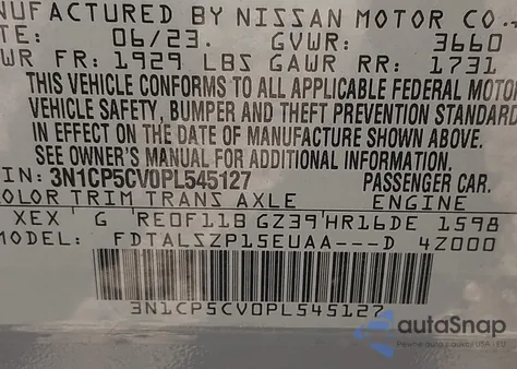 2023 Nissan Kicks Sv Xtronic Cvt из США, поврежденный, VIN 3N1CP5CV0PL545127